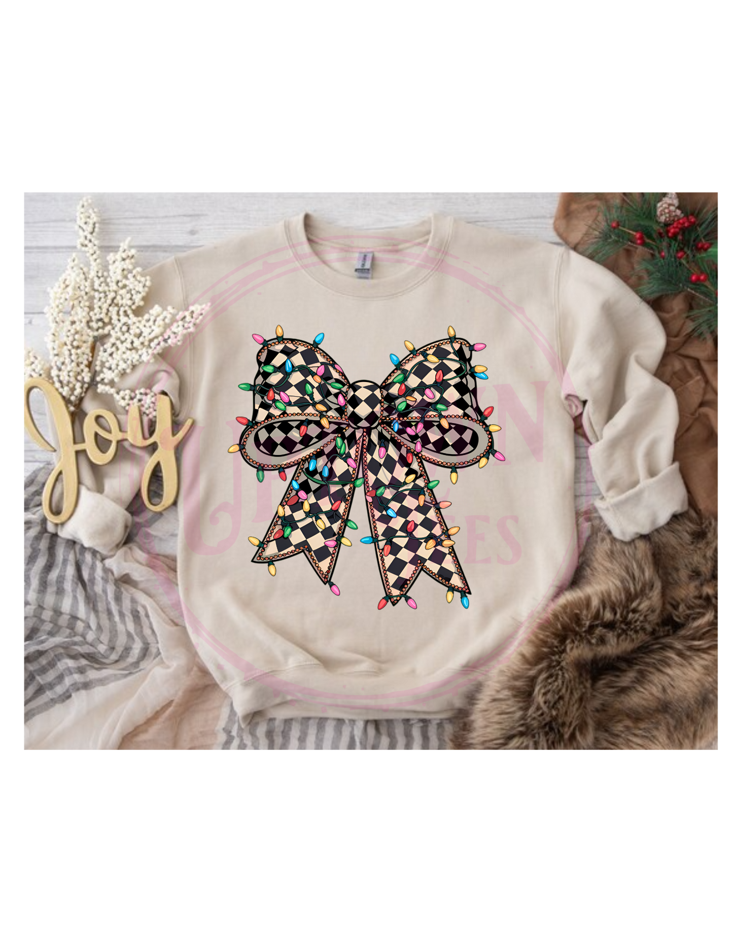 CHECKERED BOW WITH LIGHTS