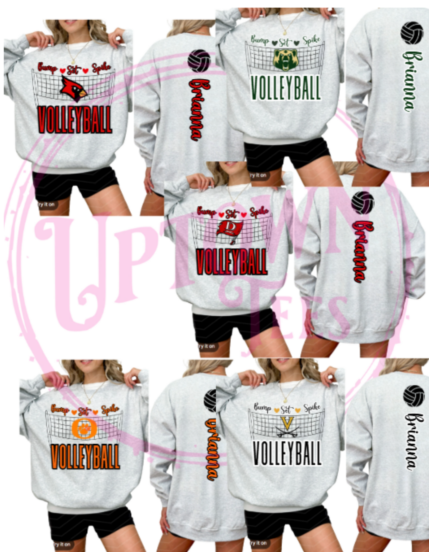 ASH GREY- MASCOT VOLLEYBALL - FRONT AND BACK