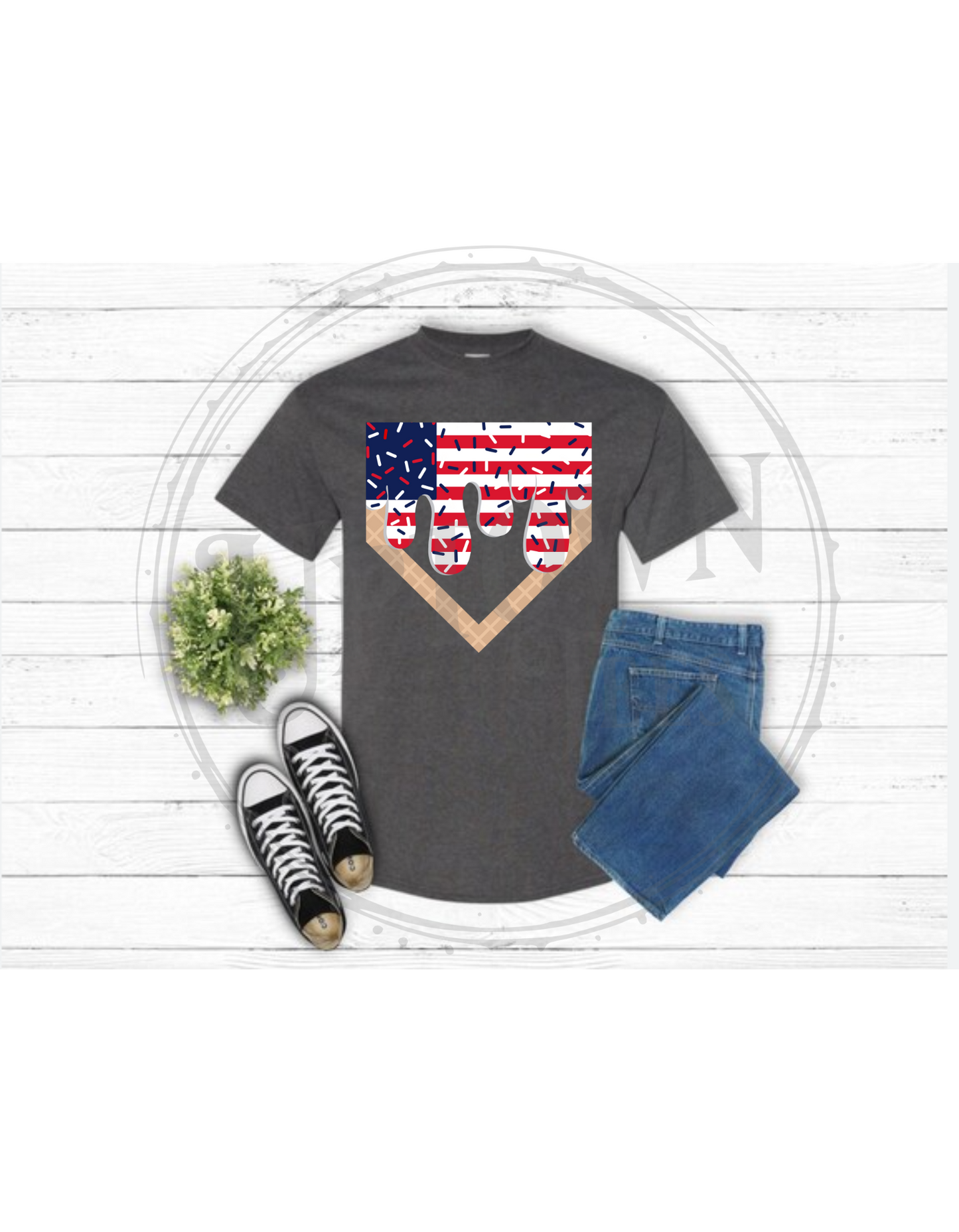 red white and blue drip