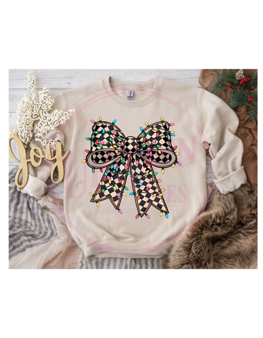 CHECKERED BOW WITH LIGHTS