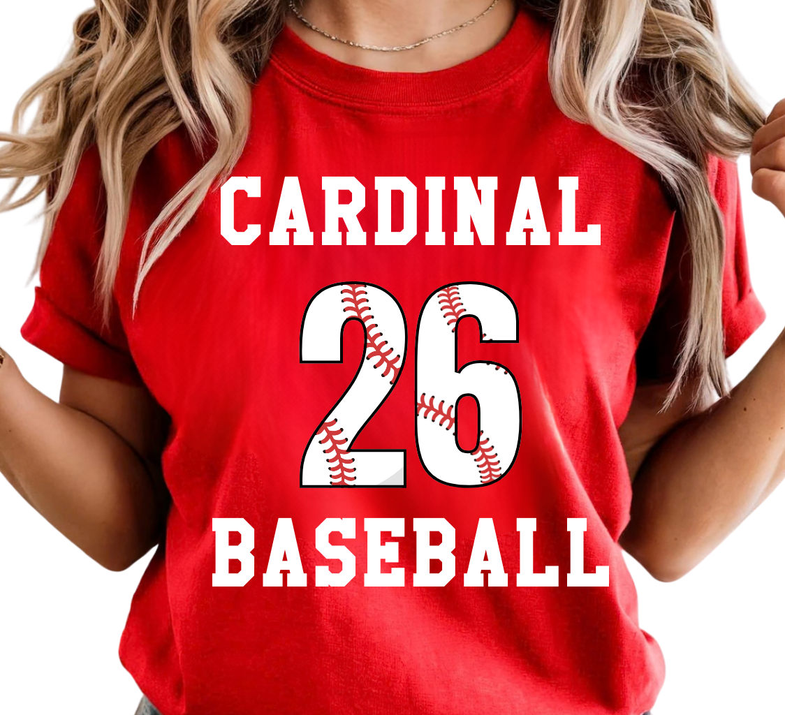 CARDINAL BASEBALL W/NUMBER